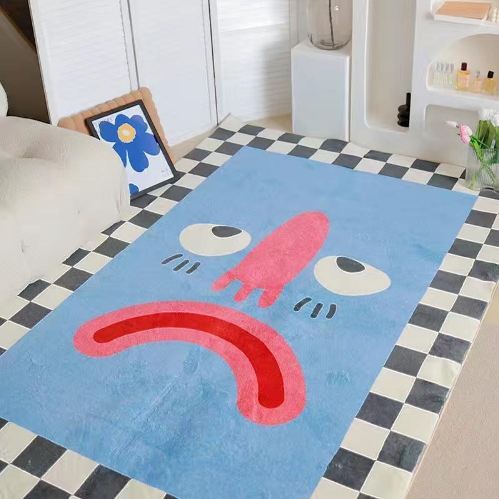 

Abstract Cartoon Imitation Cashmere Carpet Modern Living Room Sofa Table Cushion Soft and Comfortable Bedroom Bed Blanket 1000MMx1600MM