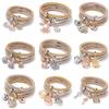 3-in-1 elastic popcorn corn bracelet for women, 3-color gold-plated butterfly crown, boat anchor jewelry, Valentine's Day gift