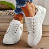 Ladies' Lace Up Casual Sports Shoes, Fashionable and Versatile, Thick Soled White Tennis Shoes, Sports Shoes