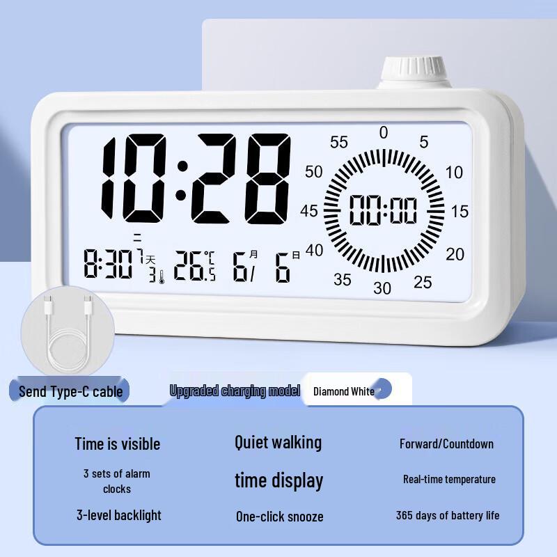 Timess Visual Countdown Timer & Rechargeable Alarm Clock