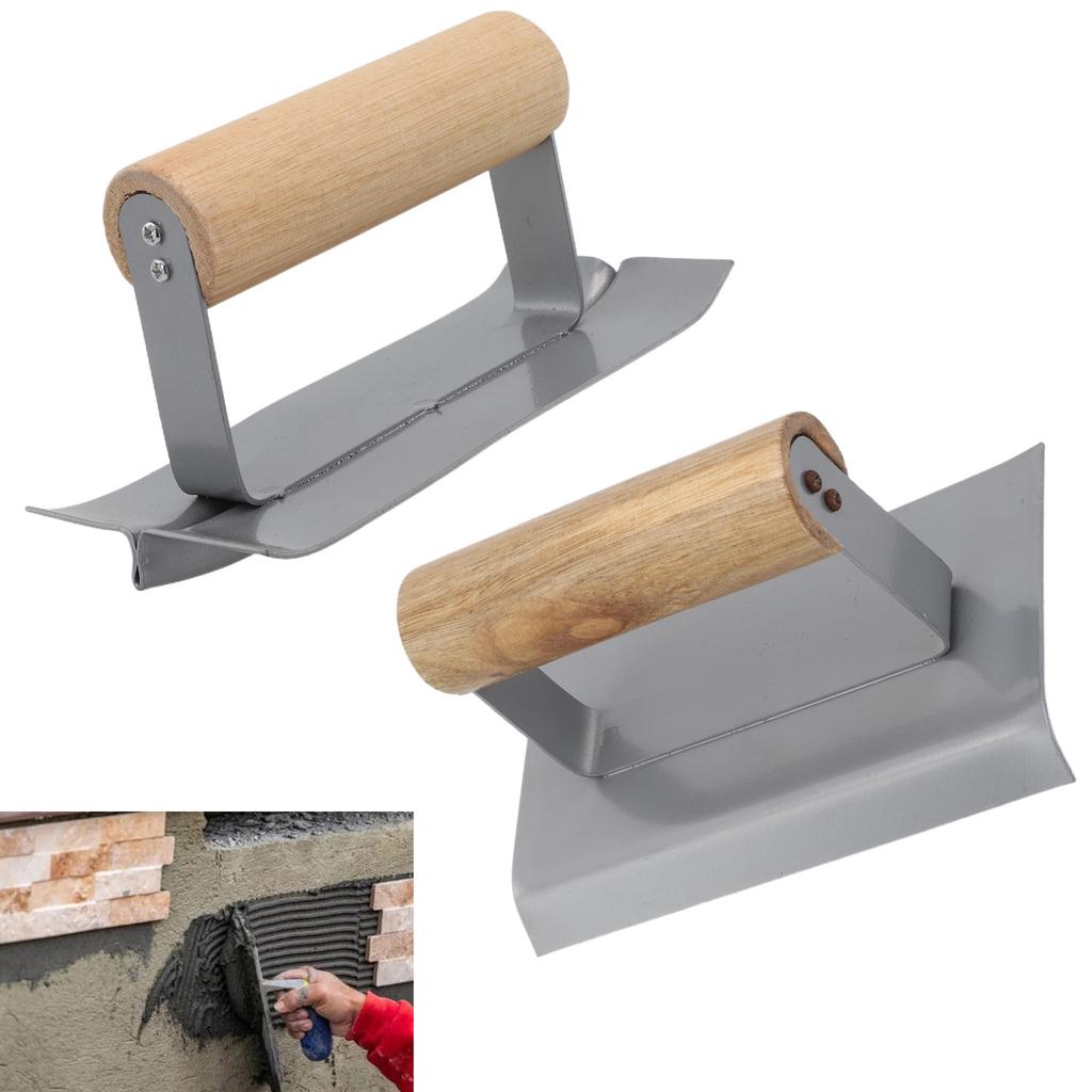 Cement Corner Trowel Silver Wood Color 90 Degree Corner Trowel Ergonomic Design Optimal Control Precise Control