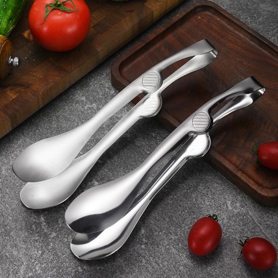 Stainless Steel Serving Tongs with BBQ Buffet Food Non-Slip Grip Heavy-Duty Clips Heat-Resistant Rust-Proof Kitchen Utensils