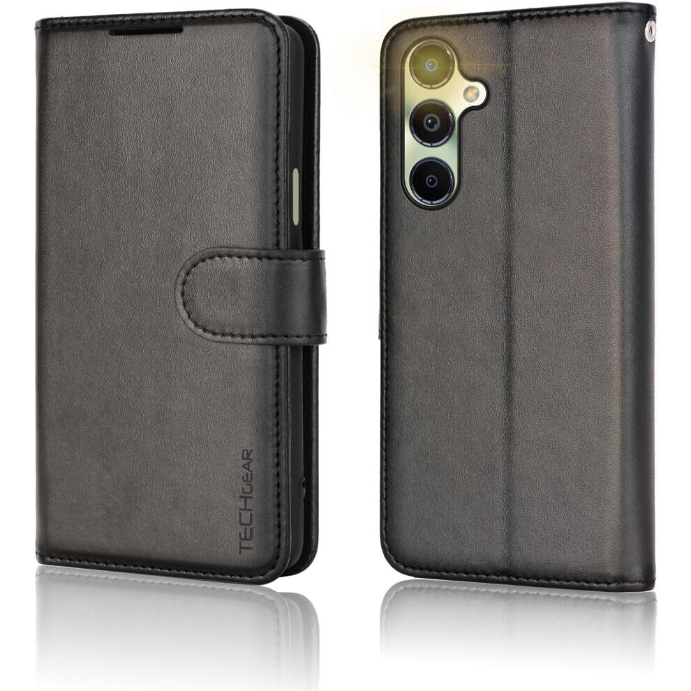[Leather Wallet Case] Protective Cover with Cash & Card Holder, Stand and Wrist Strap For Samsung Galaxy A05s