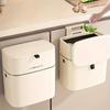 1pc Wall Mounted Trash Can, Household Large Capacity Living Room Toilet Good Appearance Horizontal With Lid Slim Garbage Can, Kitchen Accessories