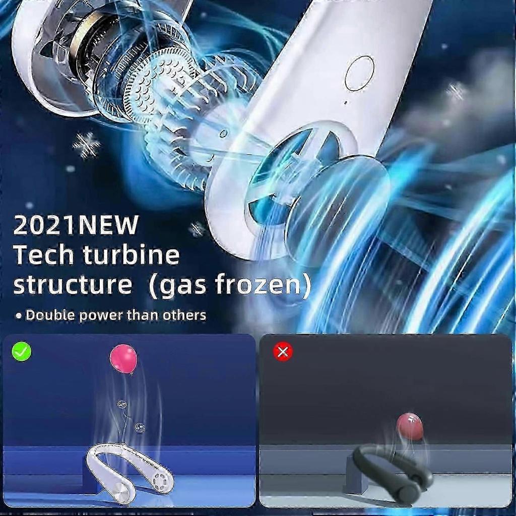 Hands Free Bladeless Neck Fan 3 Speed Adjustment 360 Cooling USB Rechargeable Neck Fan -HK908