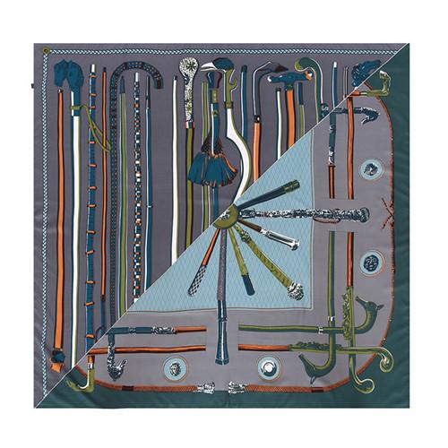 POBING Luxury Brand Twill Silk Scarf Women Mace Print Square Scarves Wraps Female Large Hijab Big Shawl Neckerchief 130*130CM