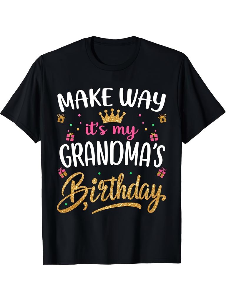 Grandma Birthday Funny Tshirt Golden Letter Number 1 Grandma Graphic Unisex Crew Neck Casual Gift Tee Machine Washable Ideal Birthday Party Outfit