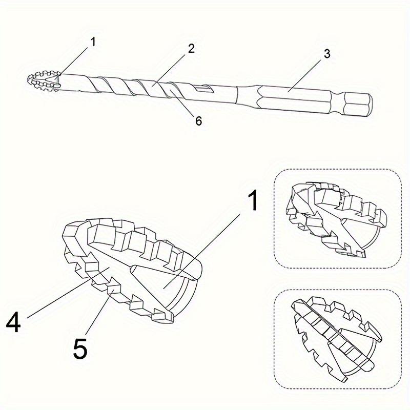 7pcs Four-blade Sawtooth Dry Eccentric Drilling Household Ceramic Glass Concrete Wet and Dry Tungsten Steel Drilling Bit.