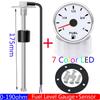 0-190 Ohm Fuel Float Sensor + Fuel Level Gauge 7 Color Light Auto Marine RV Boat Car 2" 52mm Fuel Tank Level Gauge 12V24V