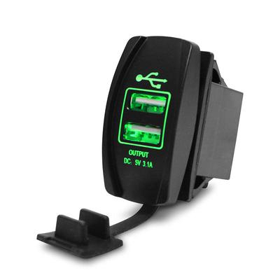 Caricabatterie doppio USB Caricabatteria da auto con presa 12V Adattatore di alimentazione 3.1A 5V Uscita 4 LED Luce Tutto il telefono