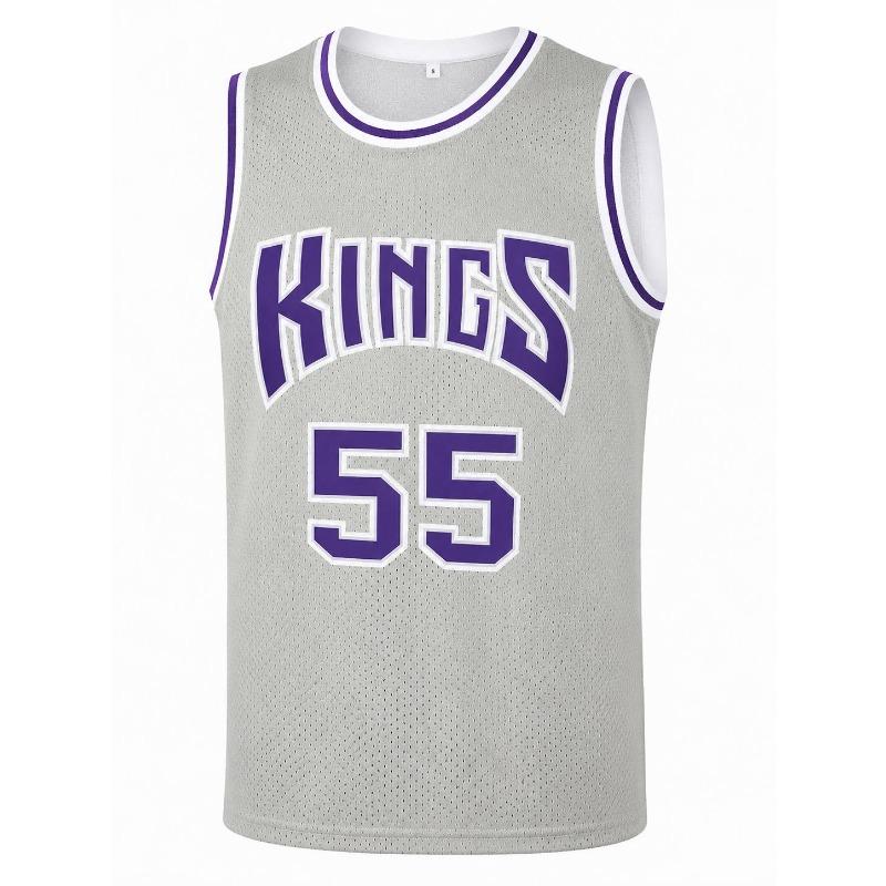 Jersey Retro Williams 55 Kings Negro con Ribete Morado y Blanco Uniforme Deportivo Chaleco Casual Hombres y Niños