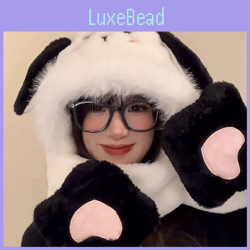 Puppy Ear Charming Winter Hat Scarf And Gloves Set For Women Comfortable Versatile And