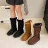 Women Classic Ladies Large Size Winter Snow Boots Waterproof Warm Genuine Leather Fur Australia Plus Velvet Knee High Winter
