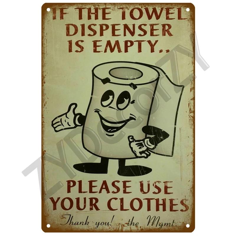Figure de Dessin Animé Rétro Humoristique Panneau Métallique Imprimé Toilettes Salle de Bain Plaque Murale Drôle Bar Pub Décoration Suspendue à la Porte Intérieure