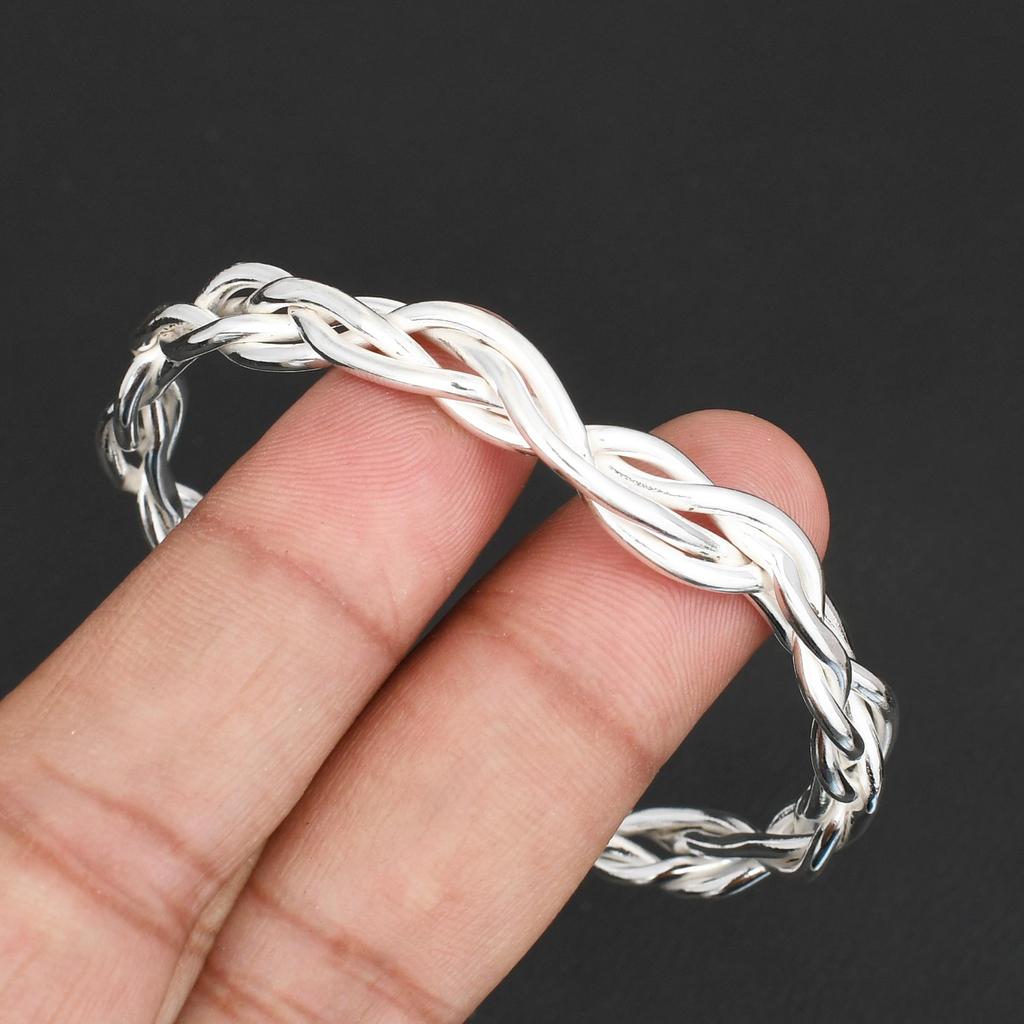 925 Sterling Silver Multi-Wire Woven Cuff Bangle Handcrafted Intertwined Statement Bracelet Adjustable Open Bangle Jewelry