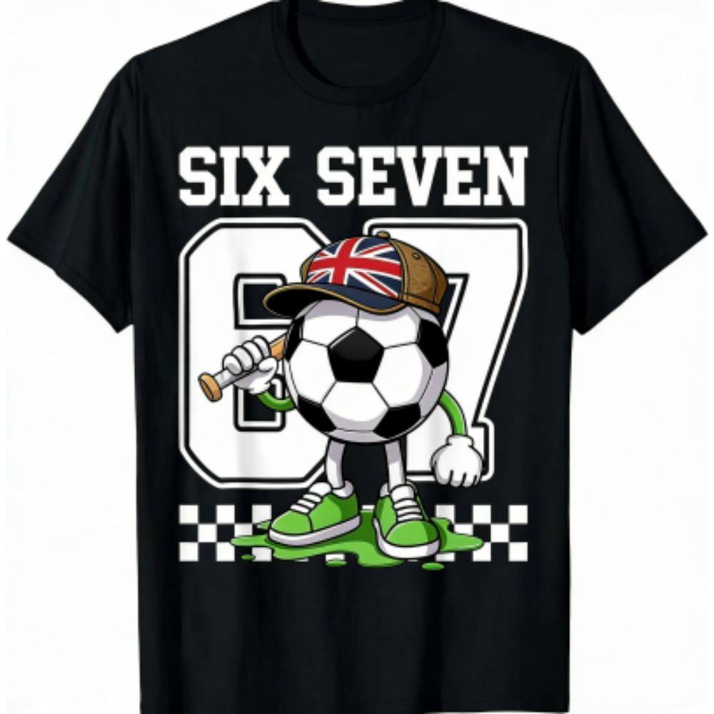 Fashion Men's T-Shirt 67 Six Seven Football Print Men's and Women's Tees Top Summer Short Sleeve O Neck Casual Outdoor Men's Clothing