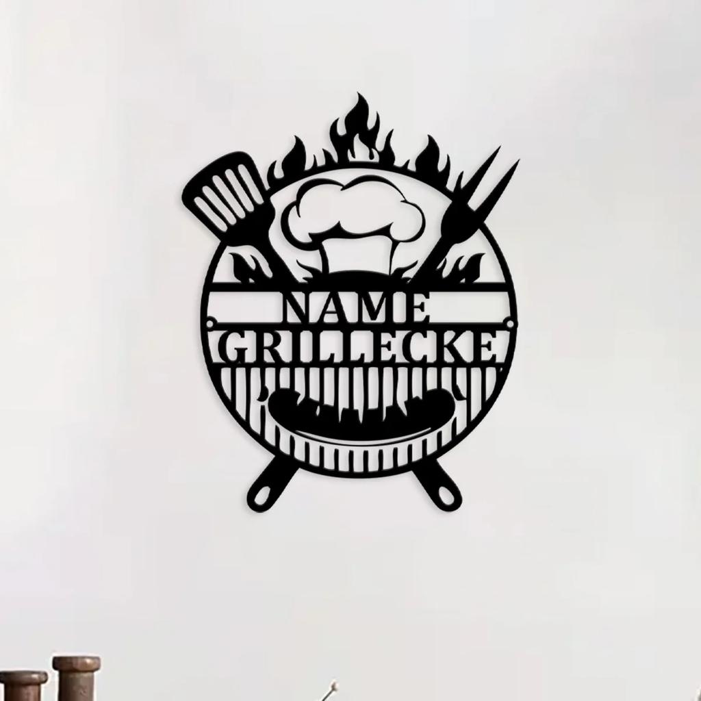 Custom Metal BBQ Sign, Personalized Outdoor Grill Decor, Unique Kitchen Wall Art