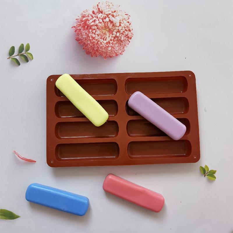 8 Cavity Long Strip Silicone Mold Diy Cake Pan Puff Baking Mold Nonstick Cereal Energy Bar Maker Chocolate Butter Mold