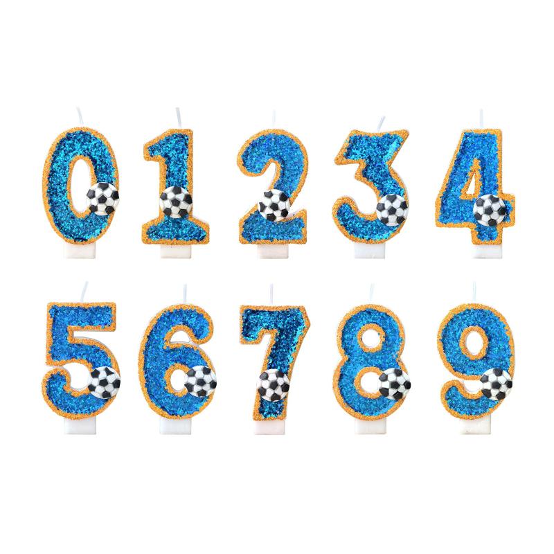 New Football 0-9 Free Matching Combination Digital Candles Birthday Candles Are Perfect For High-end Baking Cake Decoration