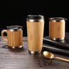 401-500ml Stainless Steel and Bamboo Travel Mug Portable Handle Office Cup Vacuum Coffee Cup