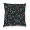 Winter Magic Snowflakes Berry Square Pillowcase Polyester Linen Velvet Creative Decorative Throw Pillow Case Sofa Cover 45X45