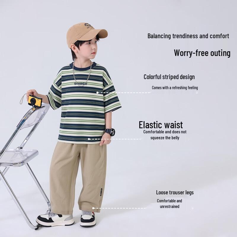 Boys' Cotton Blend Summer Short Sleeve Set