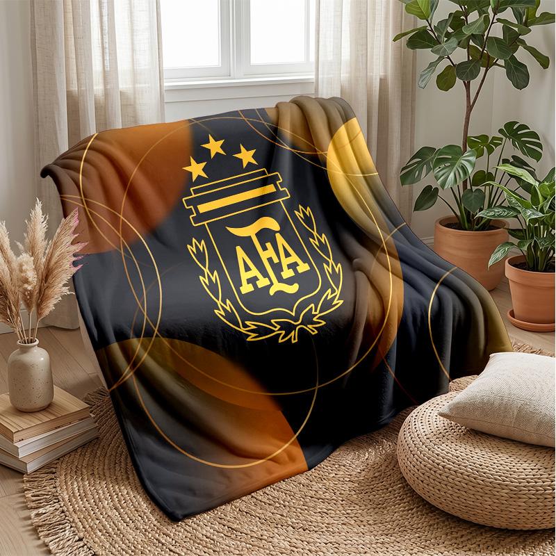 Argentina Football Printed Flannel Blanket Skin Friendly Warm Decorative Throw for Indoor Couch Bed Daily Use