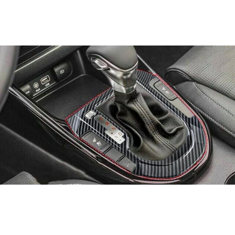1 Set Car Black Carbon Fiber Style Gear Shift Panel Cover Trim Frame Plastic Fit For KIA Forte Cerato K3