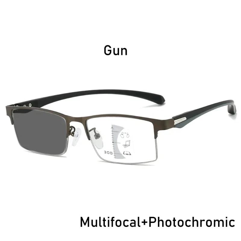 Unisex Business Fashion Pochromic Reading Glasses Men Women Retro Progressive Far Sight Eyeglasses Color Changing Presbyopia