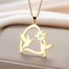 Lemegeton Flower Bird Necklaces Stainless Steel Choker Animal Hummingbird Pendant Love Heart Neck Chain Fashion Jewelry Gifts