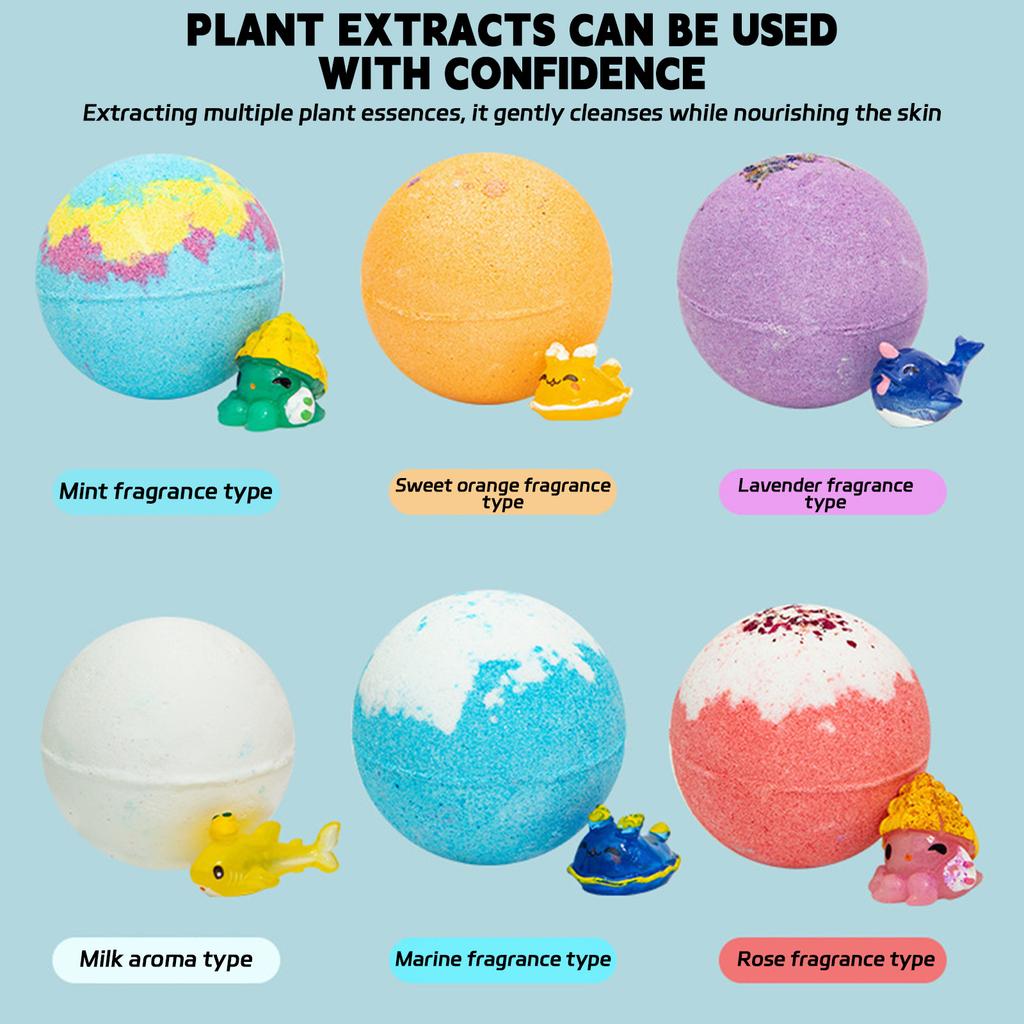Children's Ocean Surprise Bath Ball Set (12-piece), Bath Balls With Hidden Animal Toys Inside