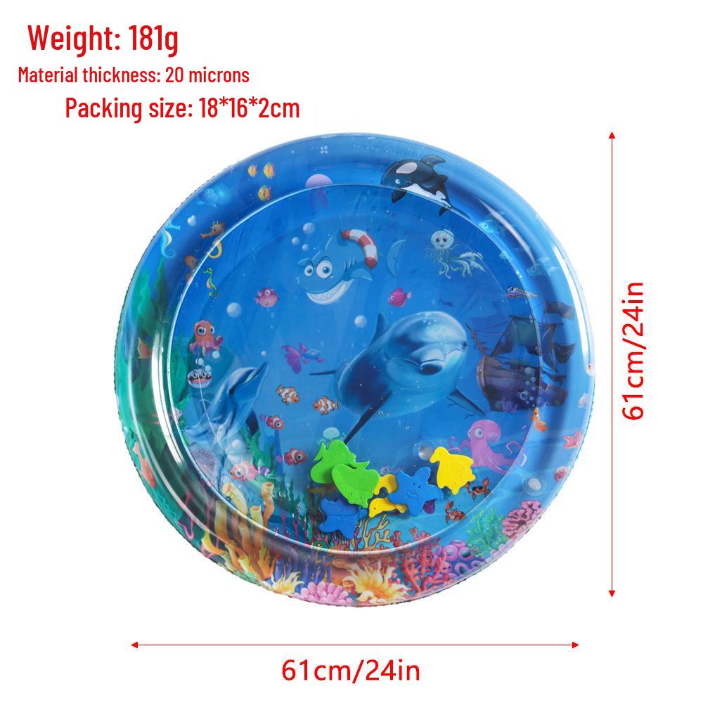 Inflatable Round Pat-Pat Water Mat for Babies & Toddlers - Marine Life Crawling Play Mat