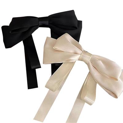 Lady Elegant Temperament Satin Bow Ribbon Hairpin For Women Back Of Head Spring Hairpin Headwear  Hair Accessories