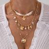 Ocean Wind Starfish Scallop Shell Conch Pendant Necklace Female, Imitation Pearl Shell Piece Clavicle Chain Necklace