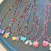 Fashionable Sweet Beads Necklace Short Choker Y2K Colorful Jewelry Pendant Necklace Rice Beads Material for Women Girls