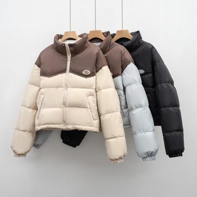 Down Jacket Women's New Small Short Winter Color Matching Thickened Bread Jacket Korean Version Looks Thin and Fashionable