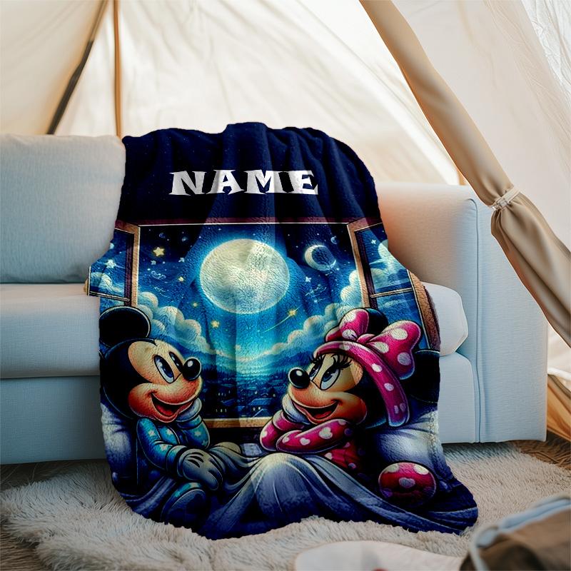 Customizable Mickey Throw Blanket – Personalized Name, All-Season Cozy Snug Blanket, Machine Washable, Personalized Blanket