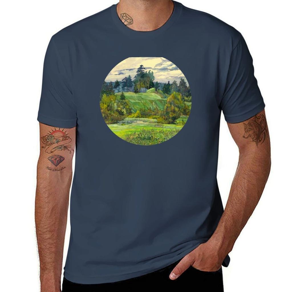 Pines paintingwatercolor TShirt Christmas Casual Short Sleeve Top