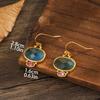 Exquisite Round Gold Color Inlaid Green Red Stone Dangle Earring for Women Trendy Party Engagement Wedding Earrings Jewelry
