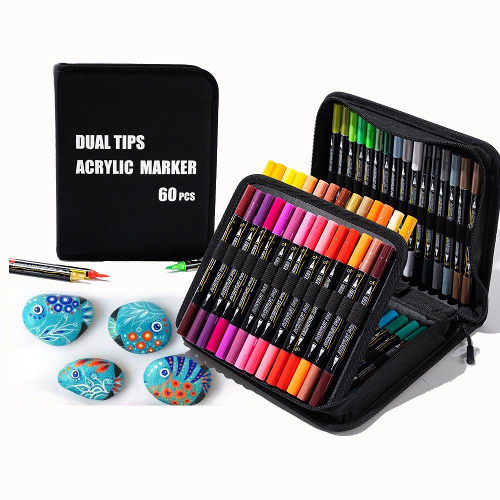 Double-Headed Acrylic Marker: Layered Doodle Pen Tip, Quick-Drying, Waterproof, Colored Marker.
