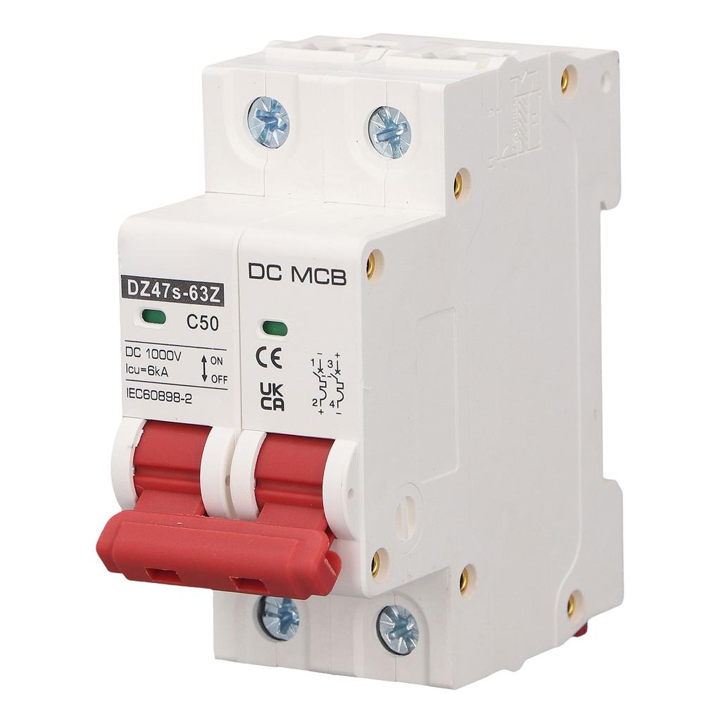 SG DC Miniature Circuit Breaker 2P 50A DC1000V 6000A Breaking Capacity DIN Rail Mount for Solar PV