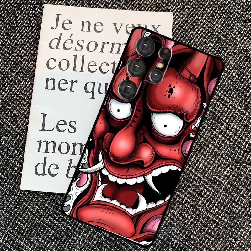 Japanese Oni Hannya Demon Mask Case For Samsung Galaxy S24 S25 Ultra S20 S21 S22 S23 Ultra S9 S10 Plus S25 FE Back Cover