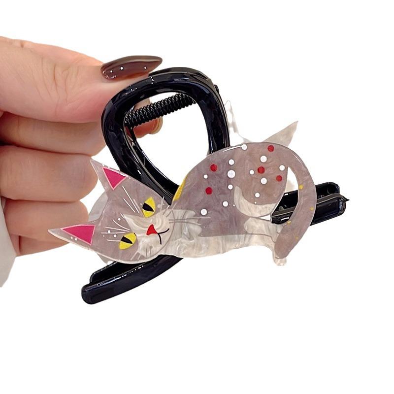 Korejská kreslená sponka do vlasů pes žralok: Štěněcí klip v kombinovaných barvách pro účesy vyčesané nahoru