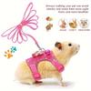 2pcs/set Hamster Harness And Leash Walking Set, Small Pet Clothes With Bow Bells, Safe And Comfortable Padded Vest, Hamster Stri