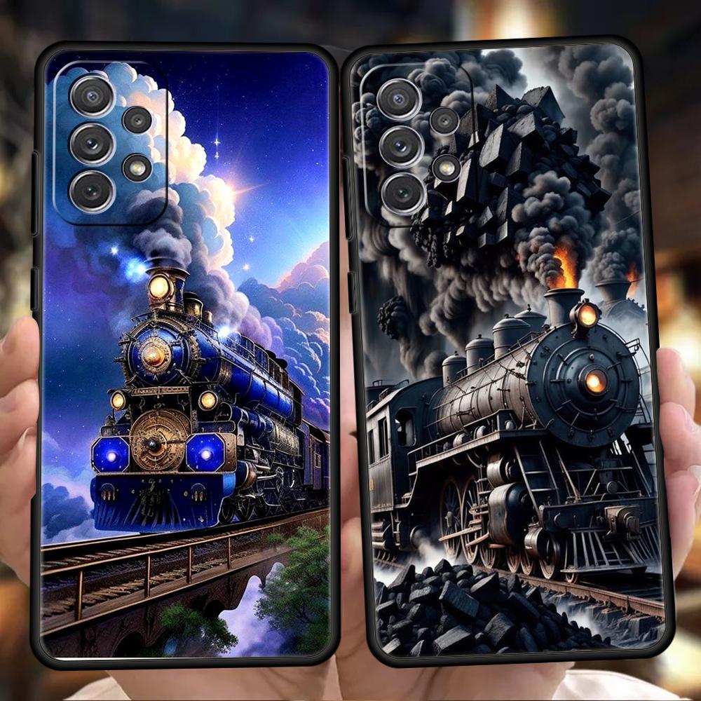 Cartoon Train Phone Case for Samsung Galaxy A15 A14 A25 A54 A34 A51 A71 A72 A73 A32 A52 A52S A11 A21S A31 A41 5G Soft Shell Bags