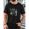 European sizes Men'S Stick Figure Fishing Rod Design Summer Casual Short-Sleeve T-Shirt Comfortable Fashionable Tee Tops for Men