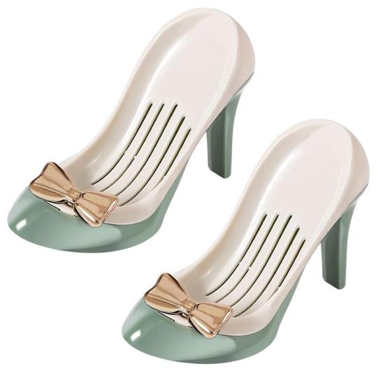 1/2Pcs Soap Box with Convenient Suction Cup High Heels Design Self-Draining Soap Dish Plastic Soap Holder Multi-Functional Organizer
