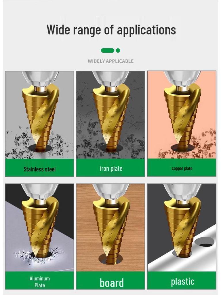 Baolian Pagoda Drill Bit for Electric Wrenches - Stainless Steel Step Drill for Wood and Metal