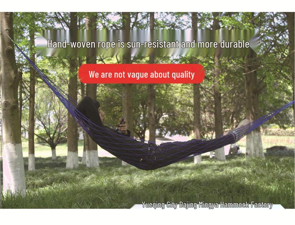 Military Green/Red Mesh Outdoor Hammock with Iron Hook & Nylon Rope