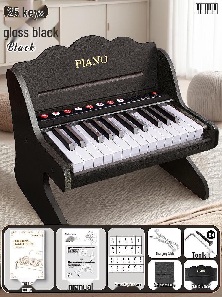 Children's Wooden Toy Piano: Beginner Electronic Keyboard for Boys & Girls, Infants, Toddlers - Ideal Birthday Gift.